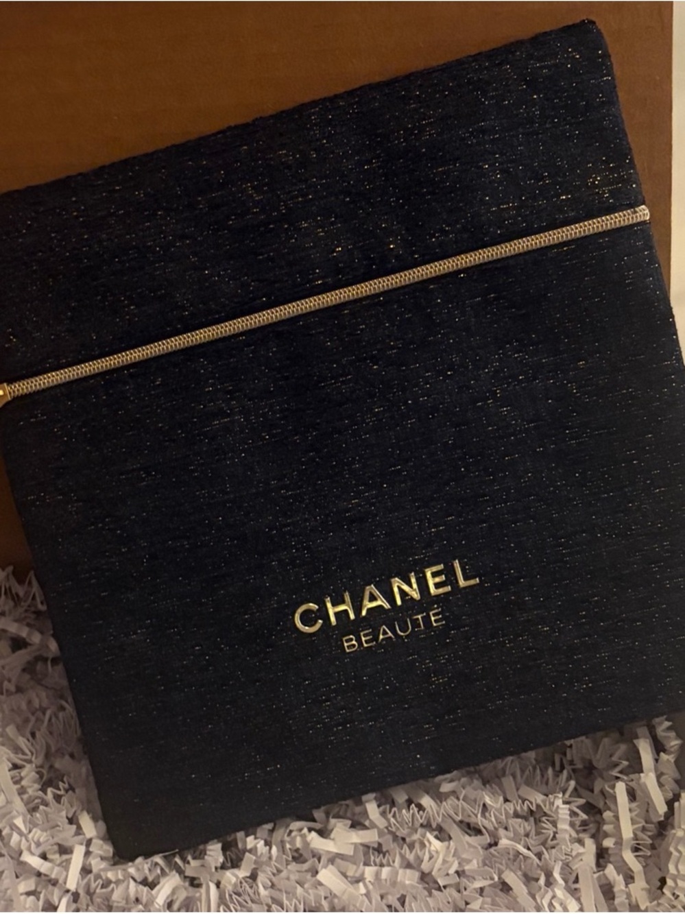 CHANEL Beauté Black Cosmetic Pouch with Gold Logo- NWT- GWP